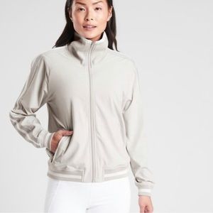 Athleta Sprint Track Jacket in Birch Grey Small